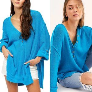 Free People We The Free Firefly Surf Blue Tunic Sweater